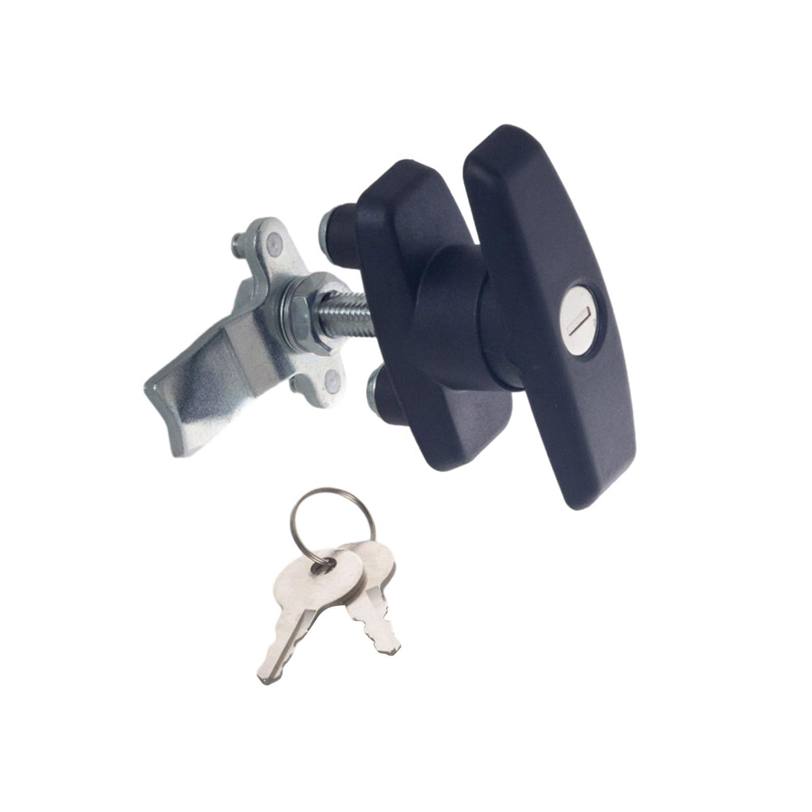 T Handle Door Lock Latch, Shed Door Lock with Keys, Heavy Duty Locking Latch for Trailer, Tool Case, Distribution Box