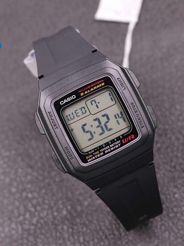 Đồng hồ unisex  Chính Hãng Casio F-201WA-1ADF Dây Nhựa