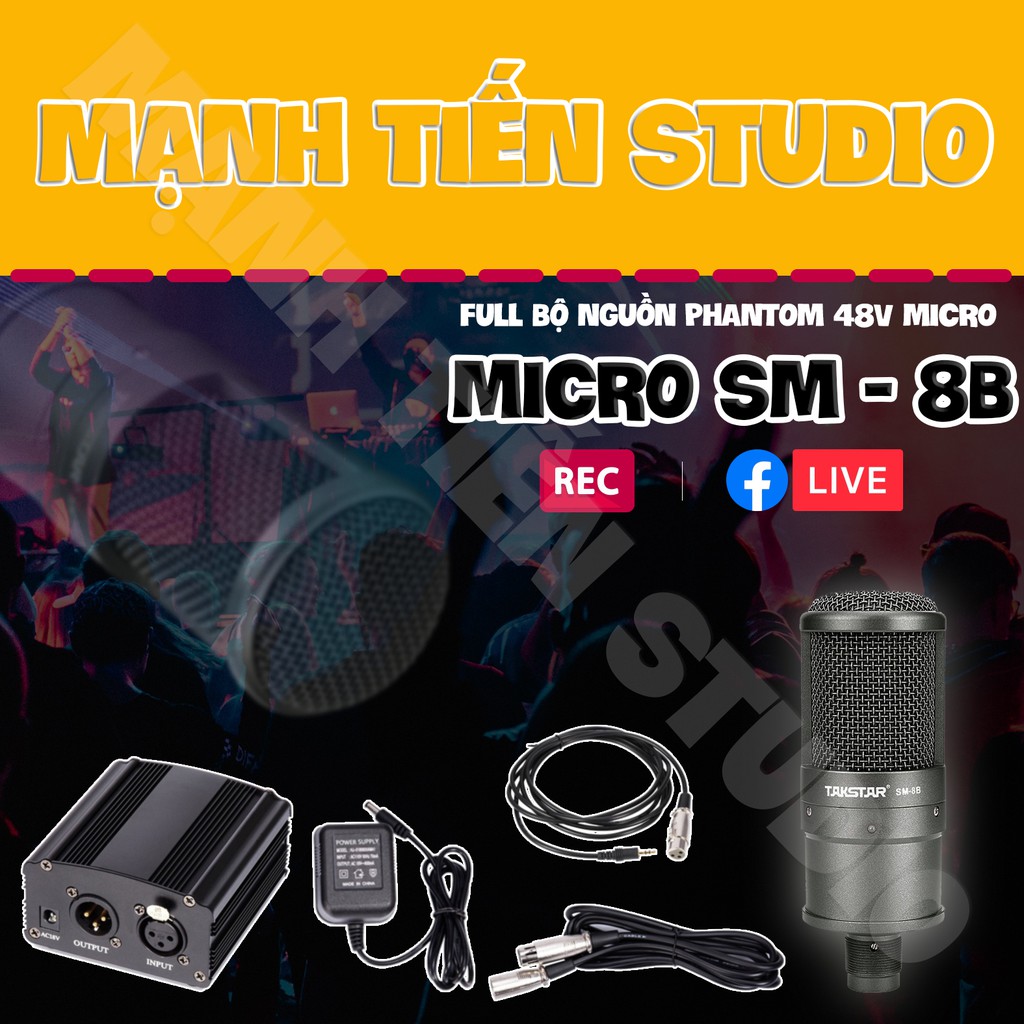 Combo thu âm, livestream Micro TakStar SM8B, Sound card XOX K10 Jubilee - Kèm full phụ kiện nguồn 48V, kẹp micro, màng lọc, tai nghe, giá đỡ ĐT - Hỗ trợ thu âm, karaoke online chuyên nghiệp - Hàng nhập khẩu