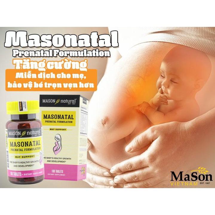 Viên uống bổ sung vitamin tổng hợp cho phụ nữ mang thai và cho con bú Mason Natural Masonatal Prenatal Formulation