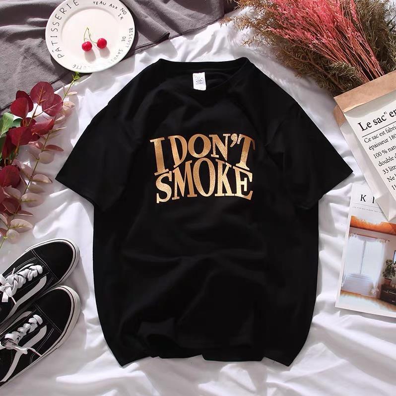 Áo Thun Unisex Form Rộng I Don't Smoke DCV In Nhũ Vàng Độc Đáo - Áo Phông Tay Lỡ Cotton Cổ Tròn - Beshine Clothing