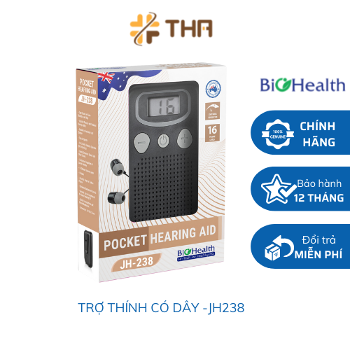 MÁY TRỢ THÍNH Bỏ túi có dây Biohealth JH-238 - Máy điếc, Tai nghe trợ thính cho người già CHÍNH HÃNG.