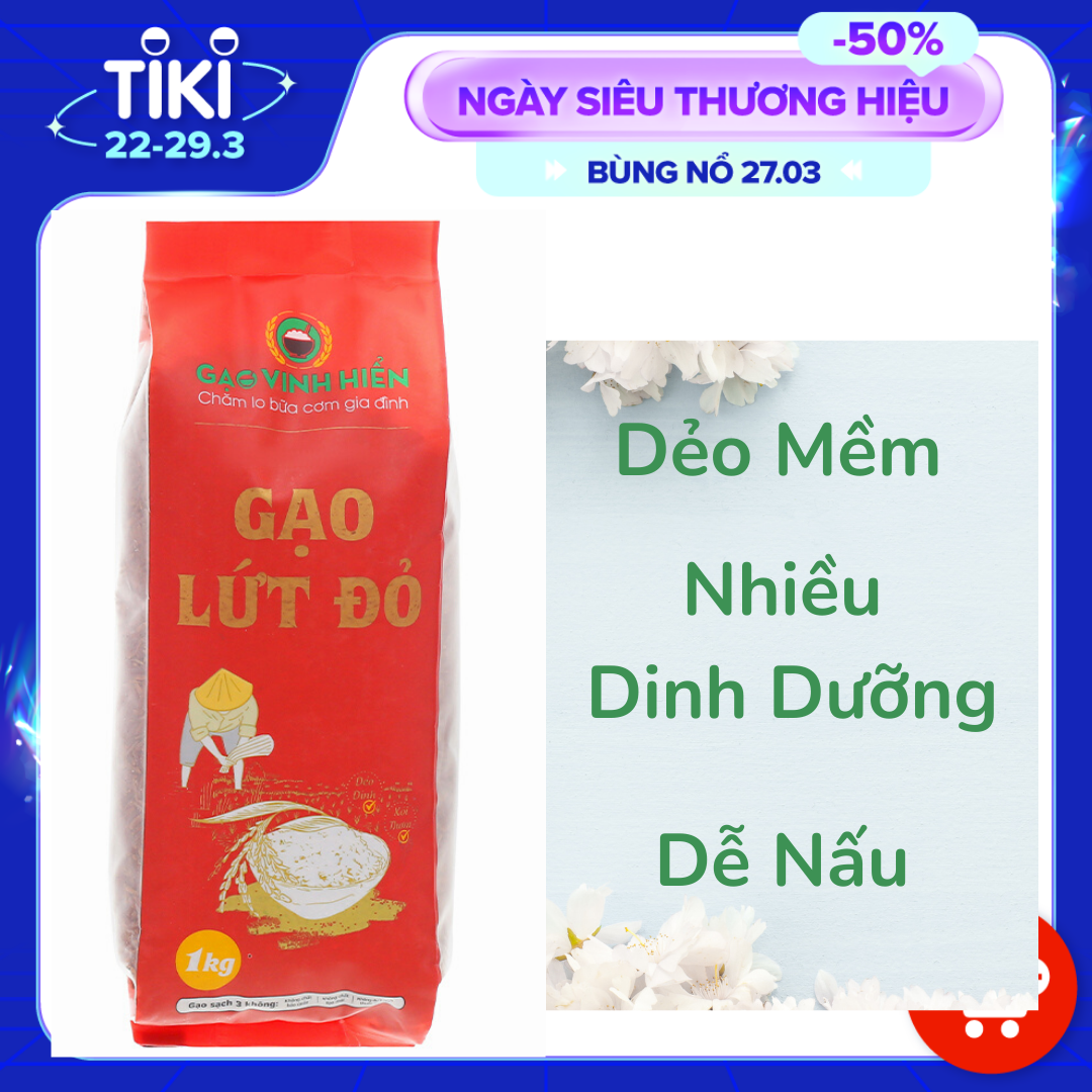 Gạo Lứt Đỏ Vinh Hiển 1KG - Dễ Ăn, Ngọt Cơm, Dinh Dưỡng