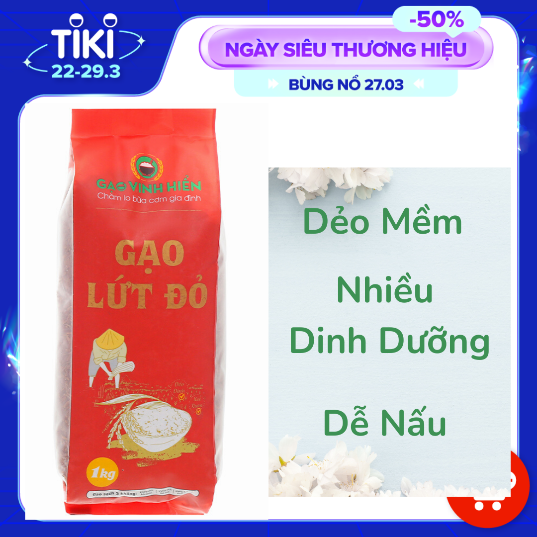 Gạo Lứt Đỏ Vinh Hiển - Gạo Lứt Đỏ Đóng Túi 1Kg Đạt Chuẩn Chất Lượng HACCP - Ngọt Cơm, Dinh Dưỡng