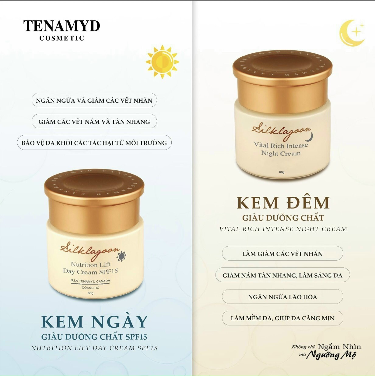 Kem dưỡng chống lão hóa da giàu dưỡng chất TENAMYD Silk Lagoon Day &amp; Night Cream 60g