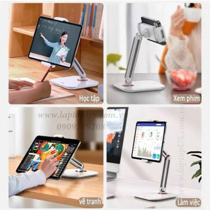 Gía Đỡ Máy Tính Bảng Tablet Hợp Kim Nhôm Tay Giữ Xoay 360 Độ