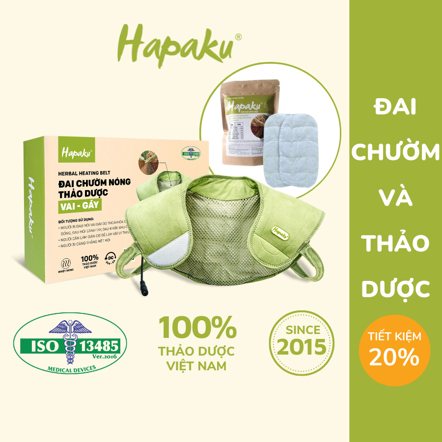 Combo Đai Chườm Vai Làm Nóng Bằng Điện Hapaku + Tấm Thảo Dược Thay Thế Sau 3 Tháng Sử Dụng