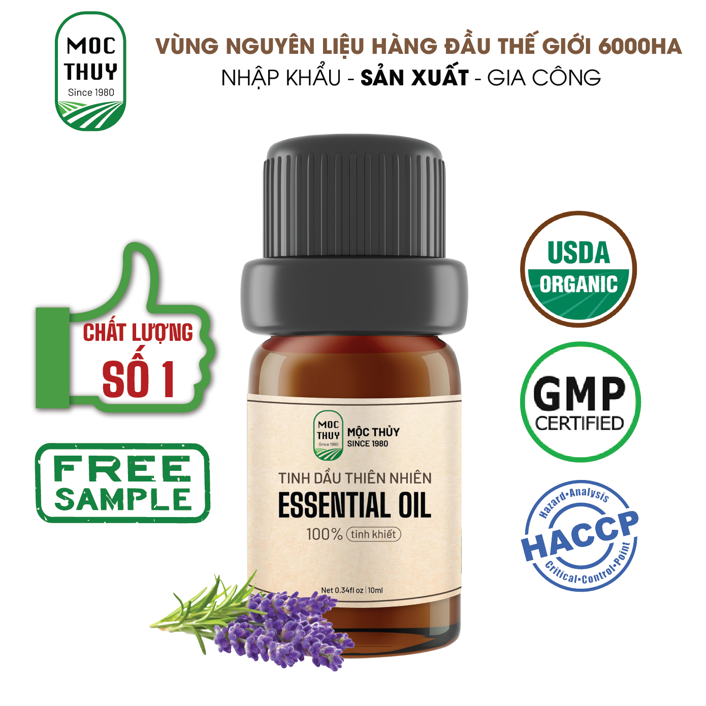 Tinh Dầu Oải Hương - Lavender nguyên chất hữu cơ MỘC THỦY- Đạt chuẩn chất lượng, giá tốt độc quyền