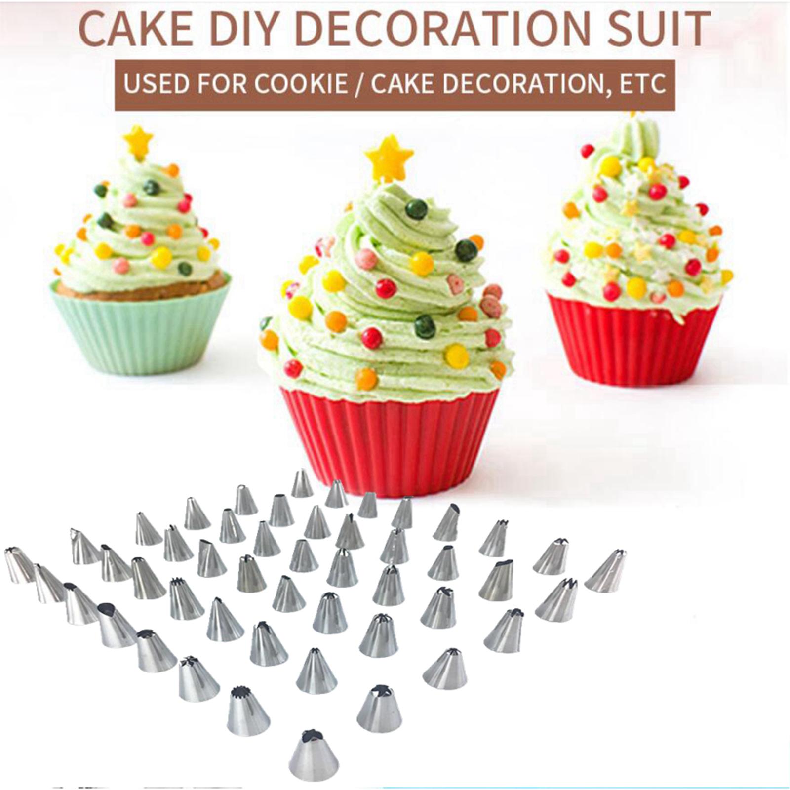 50 Pieces Cake Decorating Tools 1 Pieces Piping Bags 48 Pieces Cake Decorating Tips 1 Pieces Cake Couplers for Baking Cake Cookies Chocolate Decors