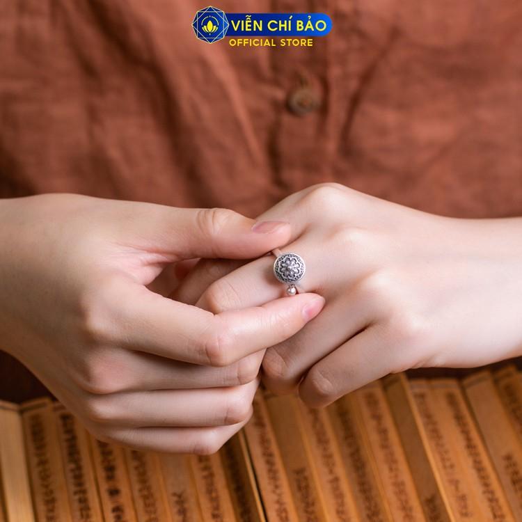 Nhẫn bạc nữ xoay Kim luân mandala Om mani padme hum chất liệu bạc Thái 925 thương hiệu Viễn Chí Bảo N000423