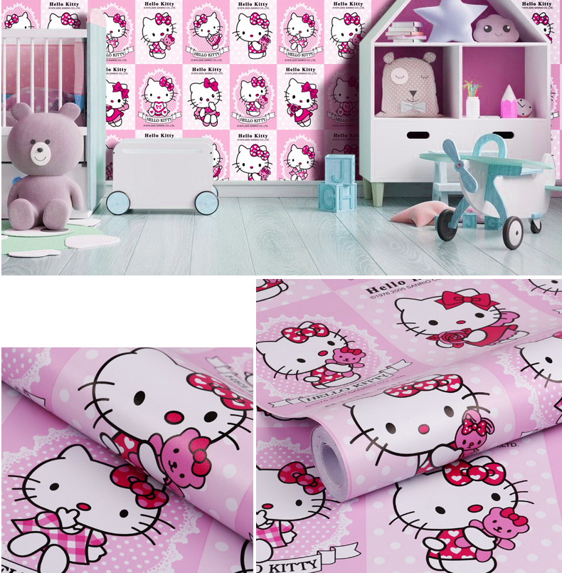 Combo 10 mét giấy dán tường, decal dán tường trang trí nhà cửa BST KITTY khổ 45cm