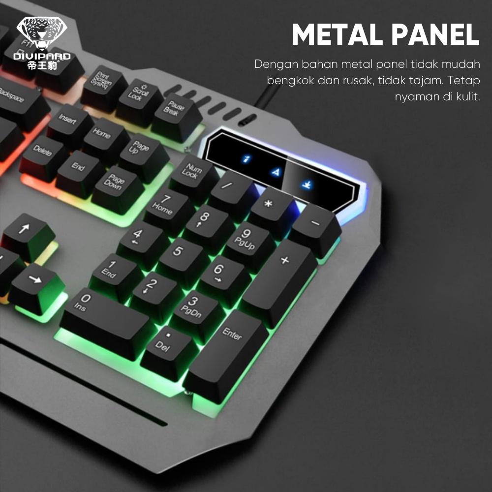 Bàn Phím Game Thủ DIVIPARD GK-70 Metal Cover LED Rainbow _ Hàng Chính Hãng