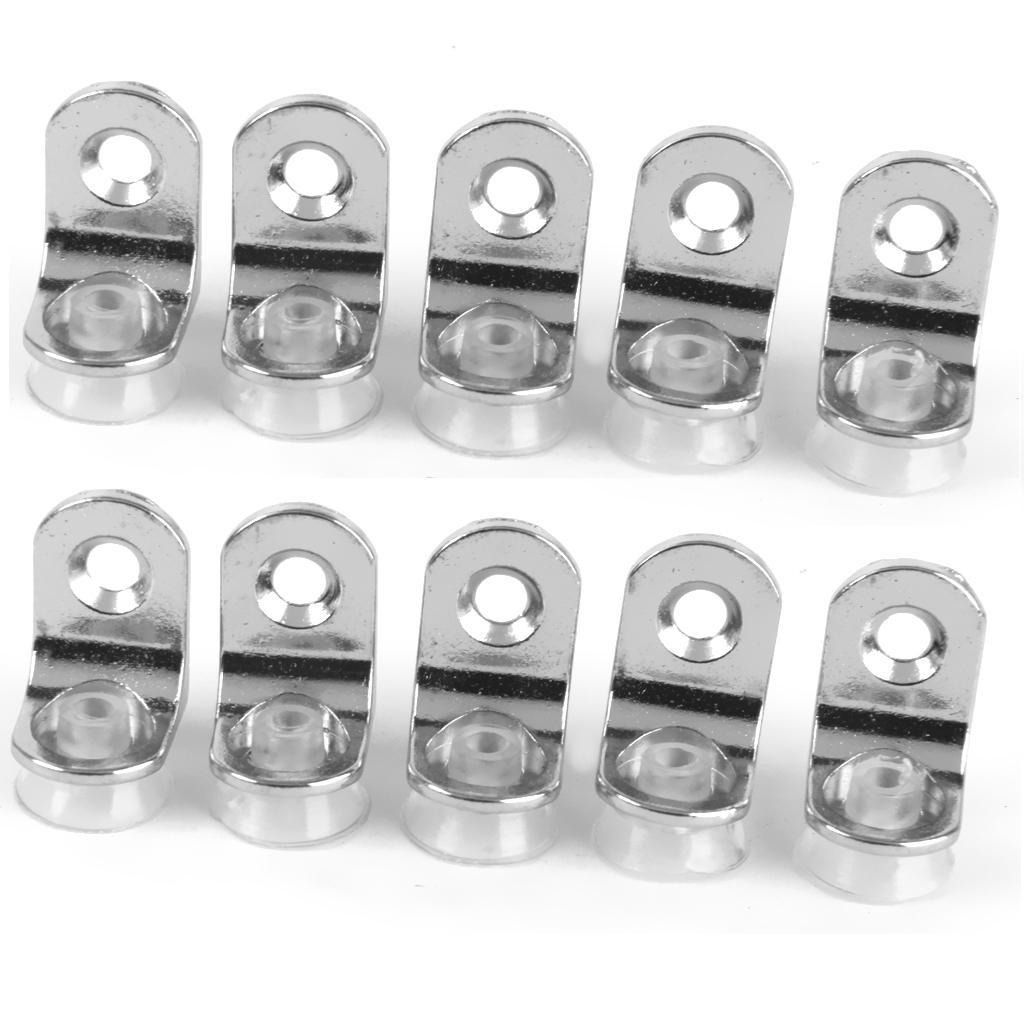 10pcs Suction Cup Base Metal Glass Shelf Support Clamp Brackets For Shelves