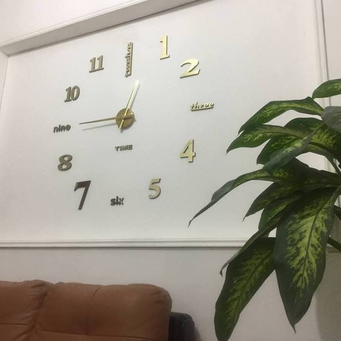 Đồng hồ trang trí treo tường - gắn tường sáng tạo loại lớn 3D DH01-D Decoshop68 - màu đen