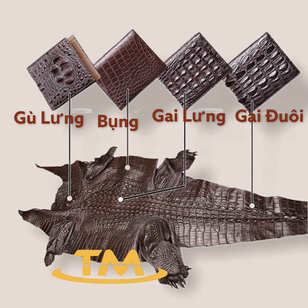 Bóp Da Cá Sấu Ví Nam Cá Sấu Gai Đuôi Cao Cấp Giá Rẻ Màu Nâu ST03 Full Hộp