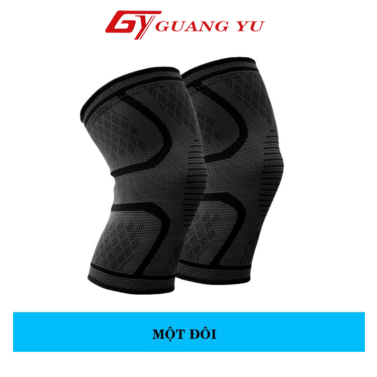 Bó gối chơi thể thao Guang Yu chất liệu đàn hồi co dãn bốn chiều, băng bảo vệ đầu gối cao cấp màu đen - KN09