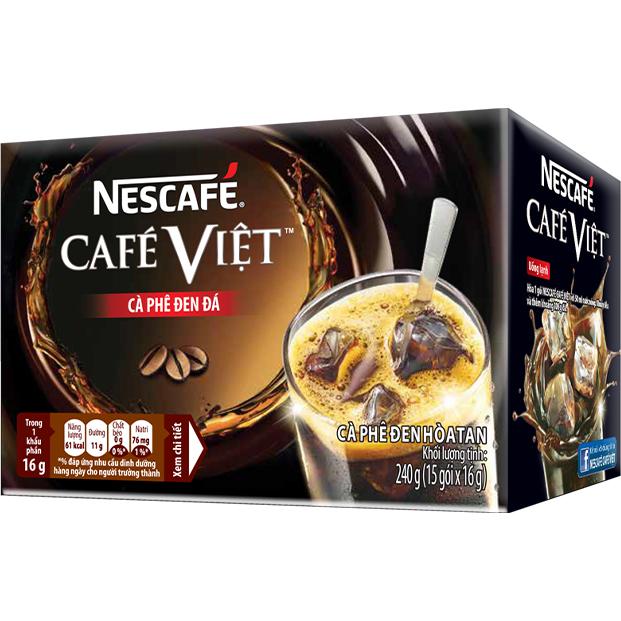 [Tặng 1 túi thời trang đa năng] Combo 2 hộp cà phê hòa tan Nescafé café Việt đen đá (Hộp 15 gói x 16g)