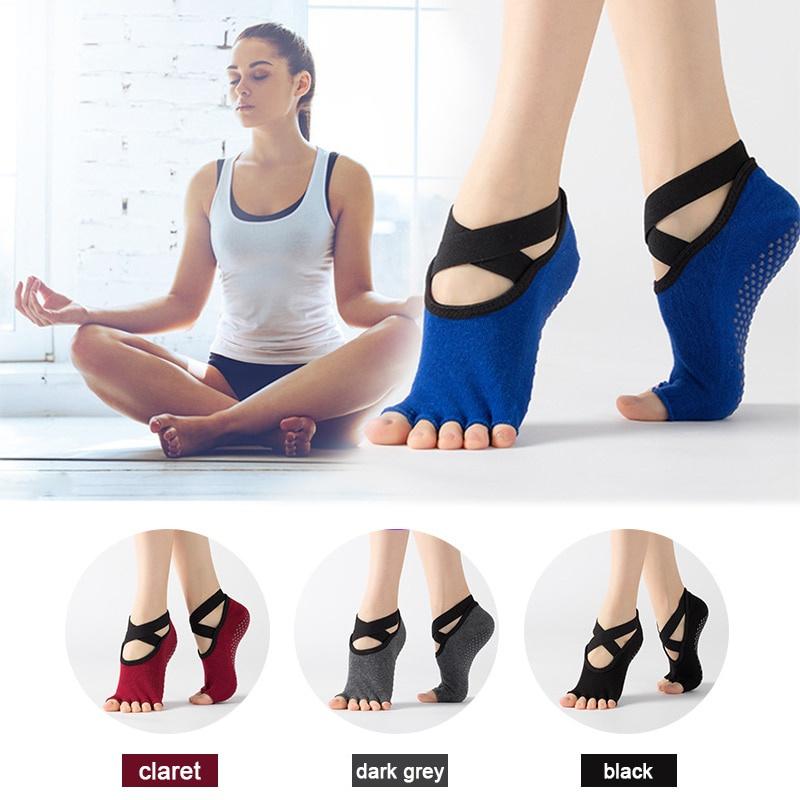 Summer Women Yoga Socks Black Red Blue Anti Slip Bandage Sports Ladies Girls Ballet Socks Dance Sock Slippers