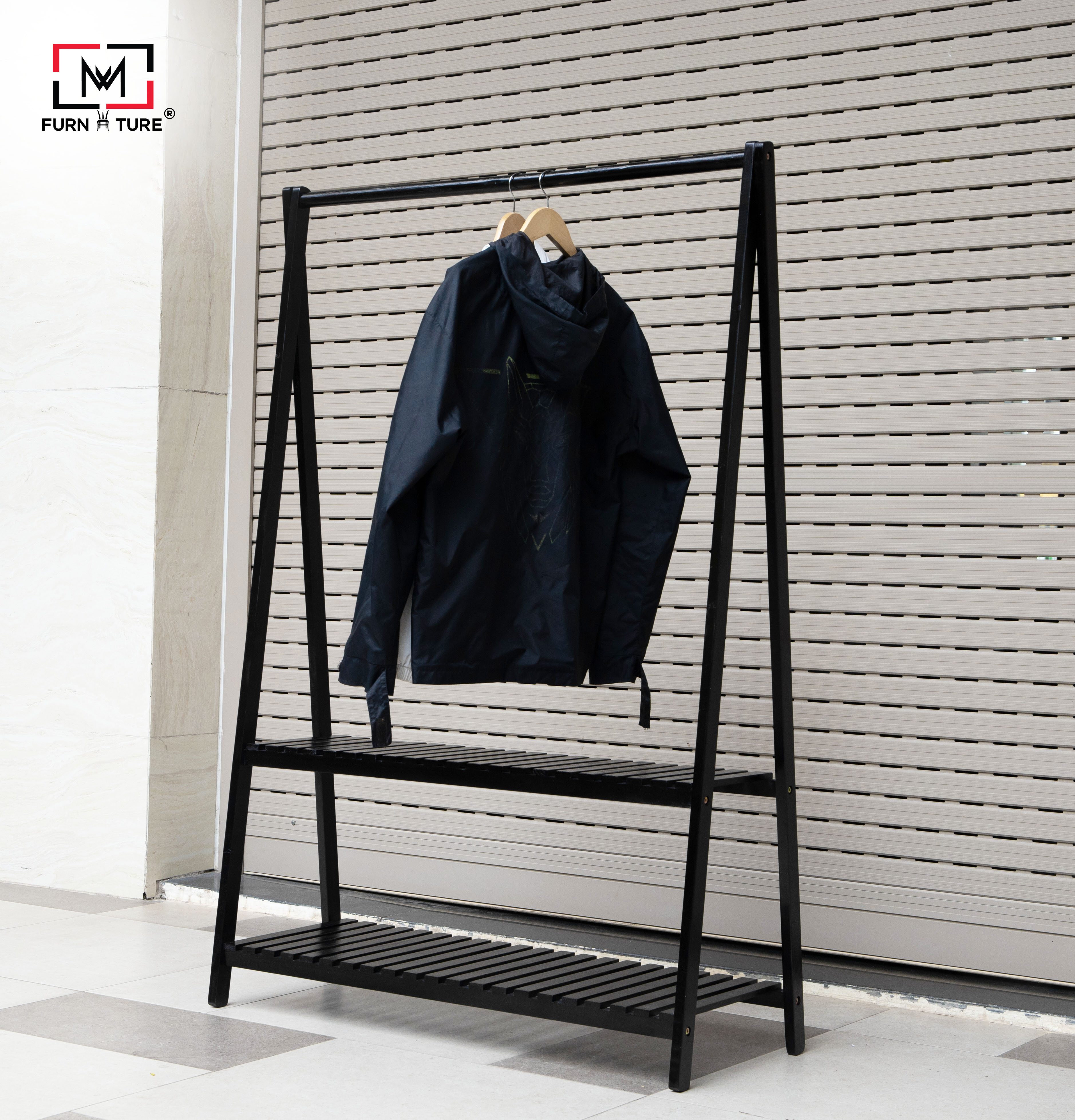 GIÁ TREO QUẦN ÁO CHỮ A GỖ ĐA NĂNG 2 TẦNG SIZE 1M - AHAN 2F 1M
