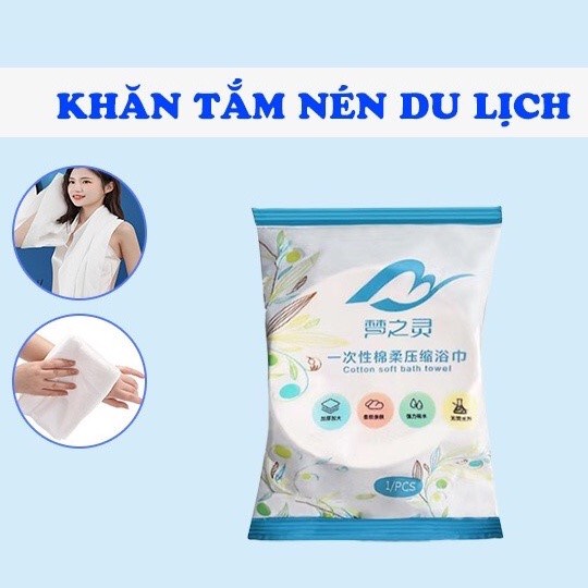 Khăn Tắm 70x140cm Dạng Nén Bằng Cotton Tiện Lợi Dùng Một Lần - Khăn Nén Du Lịch - Khăn Nén Spa - màu xanh