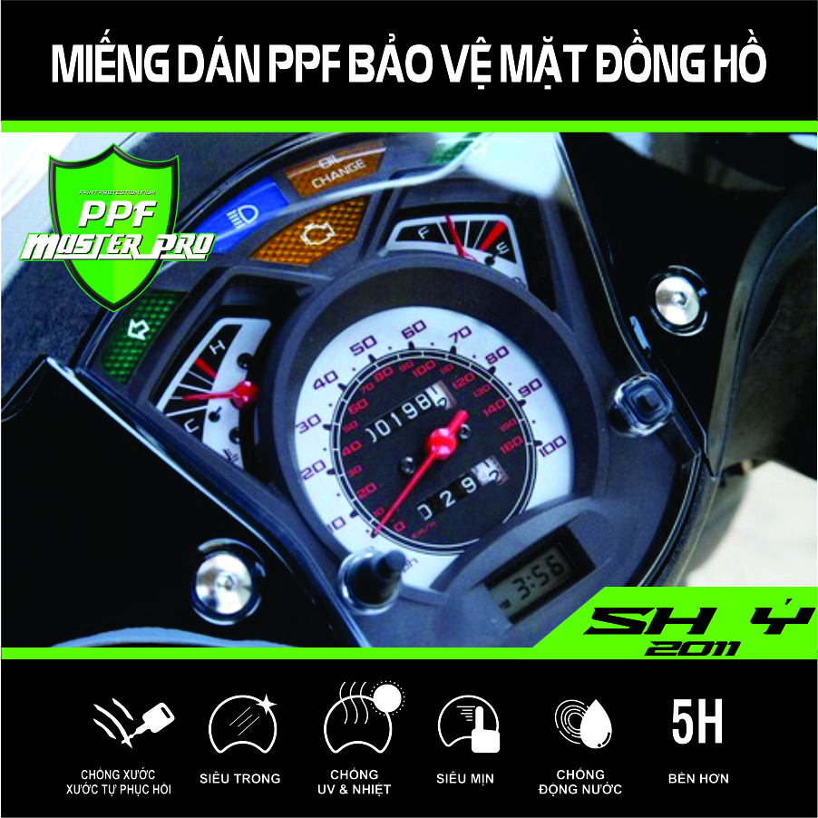 Miếng Dán PPF Bảo Vệ Mặt Đồng Hồ Xe SH 300I, SH Ý 2011 | Chất Liệu Film PPF
