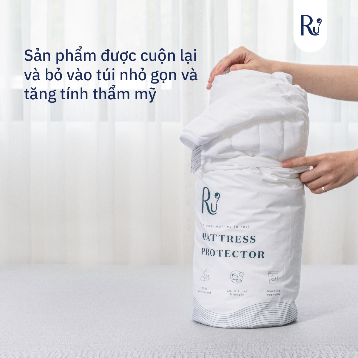 Tấm Bảo Vệ Nệm (Mattress Protector) Ru9 Chống Thấm Tuyệt Đối, Thông Thoáng - Mềm Mại | 6 Kích Thước | Nhiều Màu Sắc