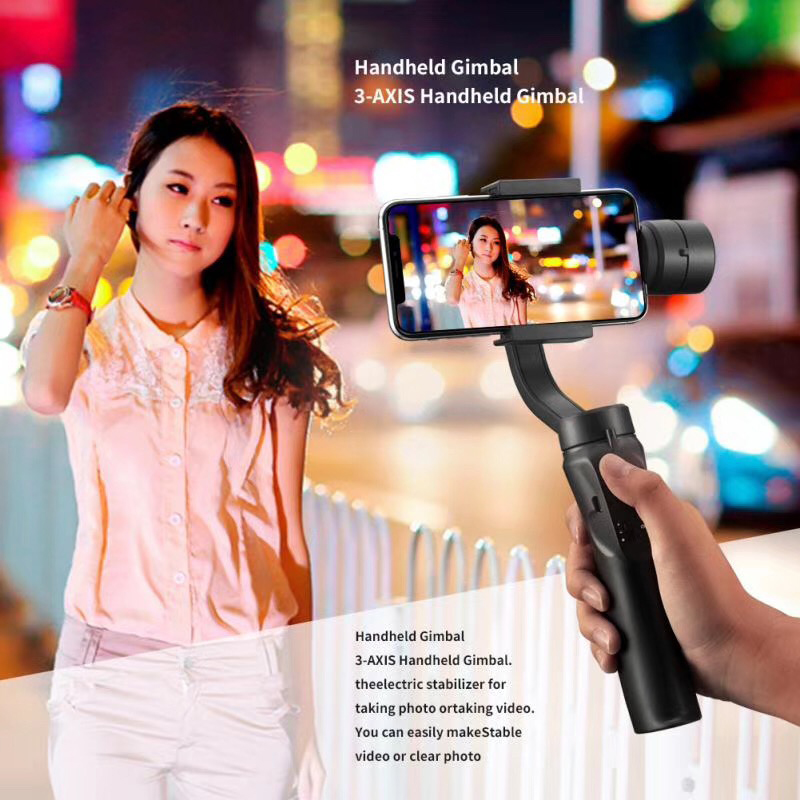 Gimbal chống rung cho điện thoại thông minh sử dụng hệ điều hành Android và IOS, 3 trục, xoay 360°, nhào lộn tùy thích, trợ lý chụp ảnh quay phim lý tưởng F6