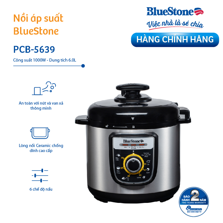 Nồi Áp Suất Bluestone PCB-5639 (6 Lít) - Hàng chính hãng