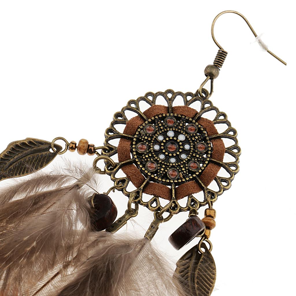 Retro Long Earrings Fashion Feather Earrings Bohemian Ethnic Tassel Earrings