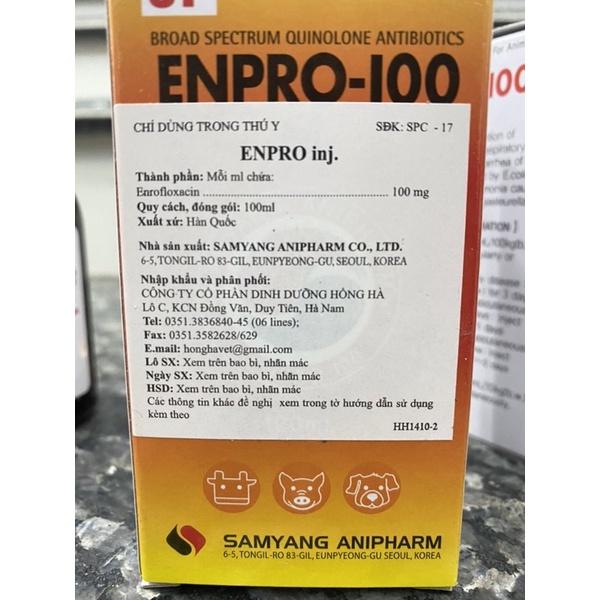 1 lọ ENRO-100 ngoại 100ml dùng cho các bệnh hô hấp, tiêu hoá, tiêu chảy trên trâu bò lợn chó mèo