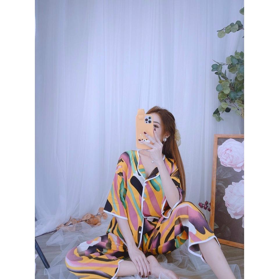 Đồ Bộ Nữ Mặc Nhà Quần Dài Lụa Mango Mềm Mịn MOMOSA Shop