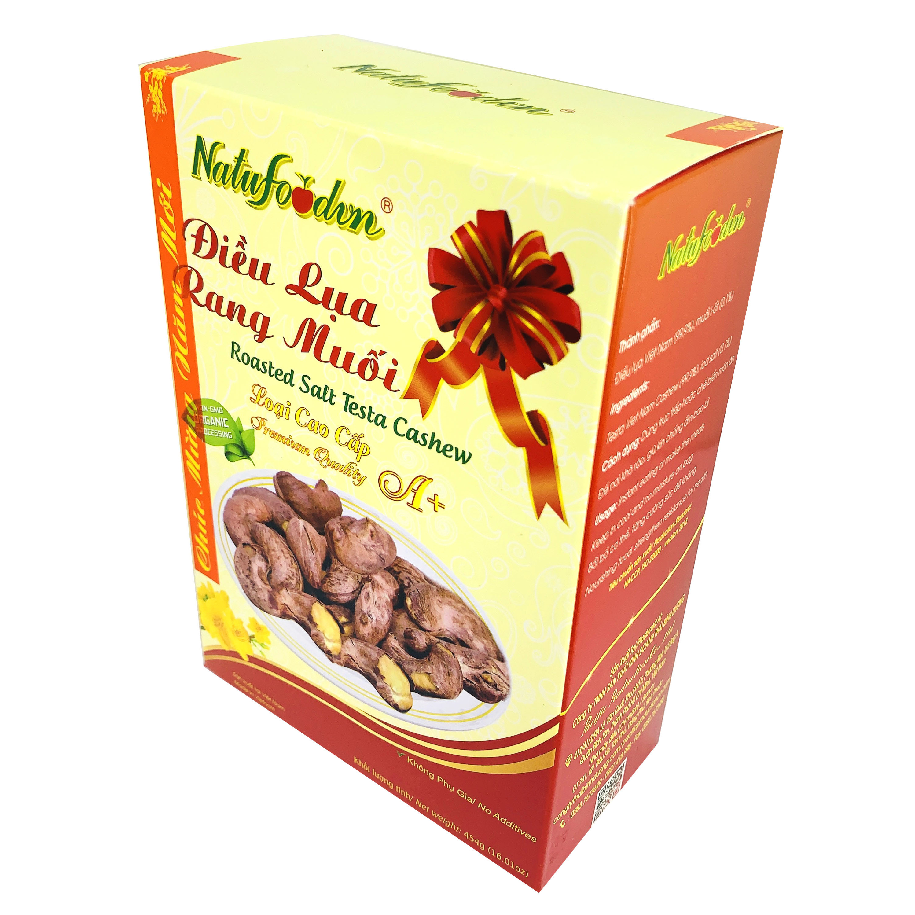 Điều lụa rang muối cao cấp A+454 - Hộp quà tết - Natufoodvn