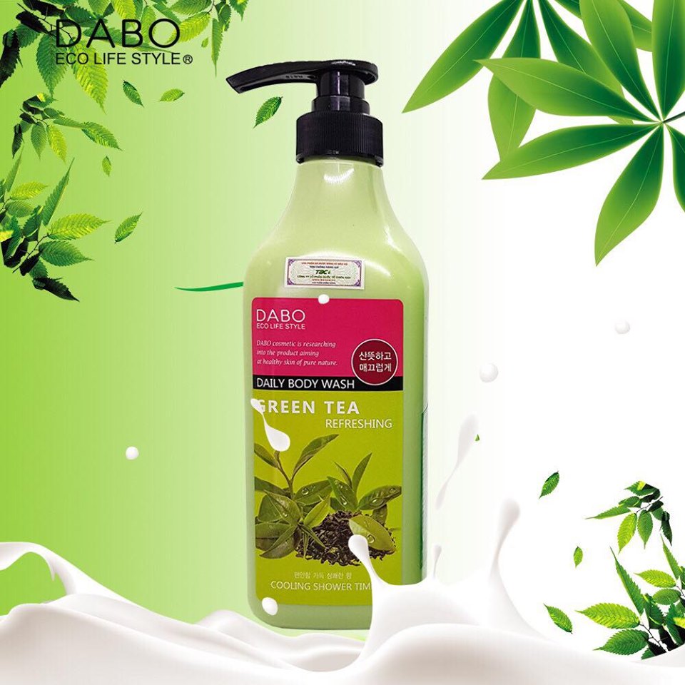 Sữa tắm chiết xuất từ trà xanh mát da sạch nhờn ngăn ngừa mụn DABO REFRESHING GREEN TEA DAILY BODY WASH Hàn Quốc Chính Hãng (750ml) [ Tặng dây cột tóc ]