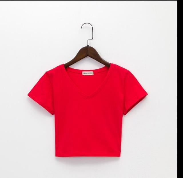 Áo thun tay ngắn body cô tim croptop