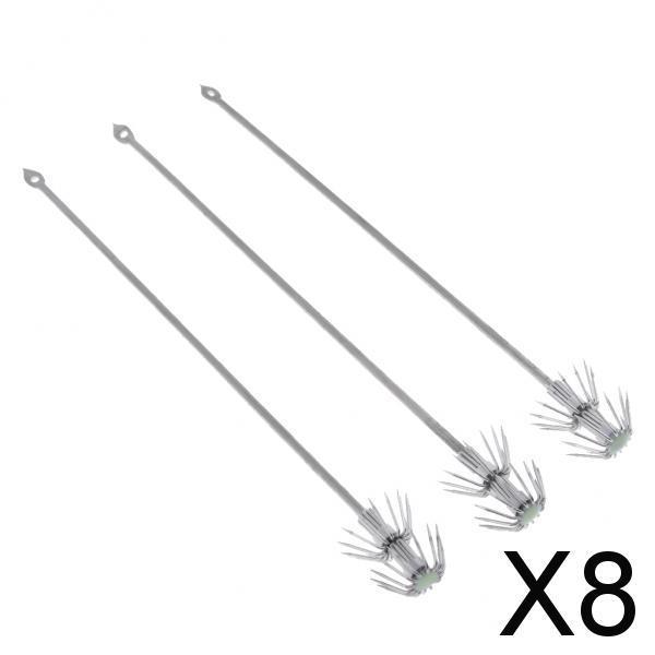 8x3pcs Luminous Squid Deep Sea Drop Underwater Catch Fishing Lure Hook Tackle