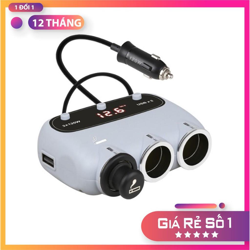 Bộ Chia Tẩu Sạc Trên Ô Tô Veecle KY-558A ( CÔNG SUẤT 120W, DÙNG ĐIỆN 12-24V ) - HỖ TRỢ SẠC NHANH, CÓ ĐO ĐIỆN ÁP