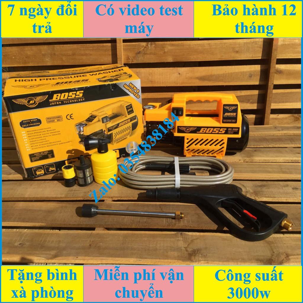 Máy rửa xe áp lực cao boss 3000w tặng bình xịt bọt tuyết và ống nối dày siêu bền