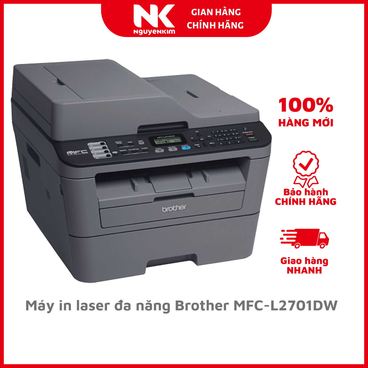 Máy in laser đa năng Brother MFC-L2701DW - Hàng chính hãng