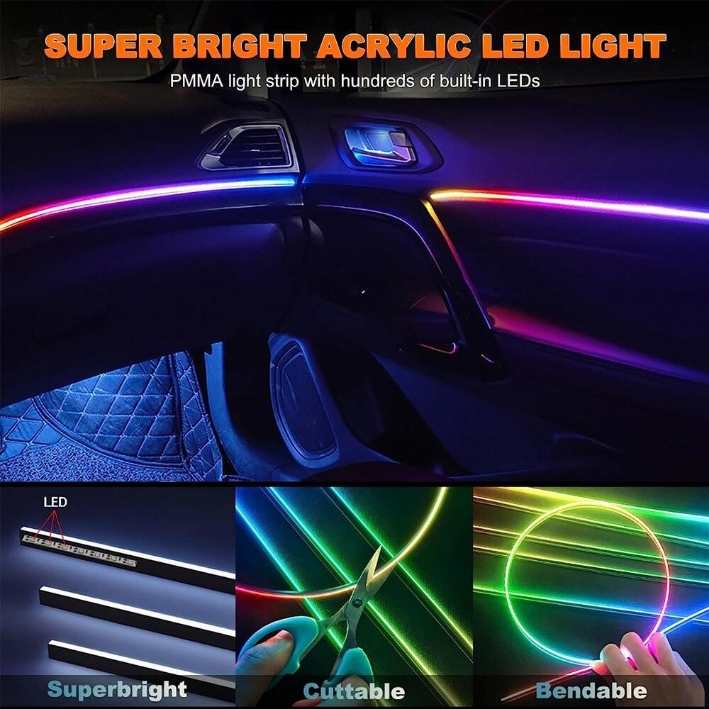 Dây Đèn Led Ambient Light RGB suối chảy 5V Cổng USB Trang Trí Nội Thất Xe Hơi Kèm Điều Khiển Từ Xa
