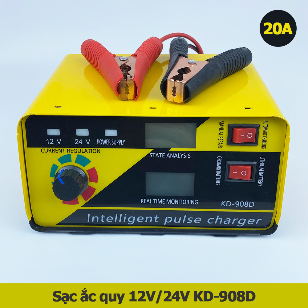 Bộ sạc ắc quy 12V 24V 20A 400AH tự ngắt thông minh KD-908D