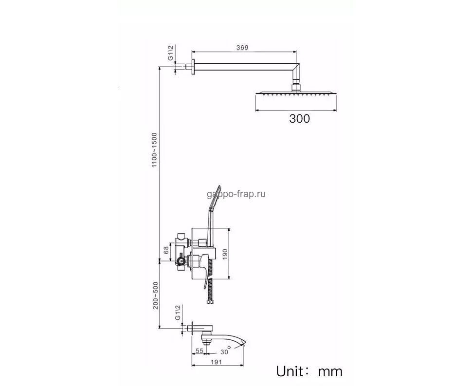 SEN TẮM CÂY NGA ÂM TƯỜNG KHÓA CHẾ NHIỆT ĐỘ GAPPO G7107-40