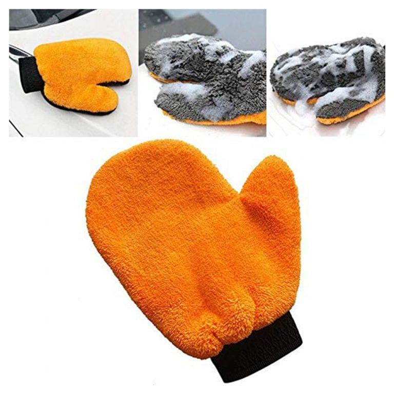 Găng Tay Rửa Xe Microfiber Xỏ Ngón Chuyên Dụng (Cam Nâu)