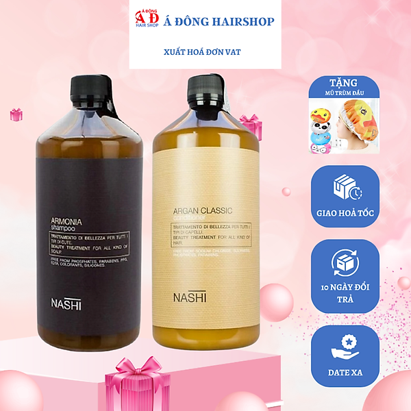 [+Tặng mũ trùm] CẶP DẦU GỘI XÃ NASHI ARGAN ARMONIA CHO TÓC DẦU VÀ GÀU NGỨA CHÍNH HÃNG Ý 1000MLX2