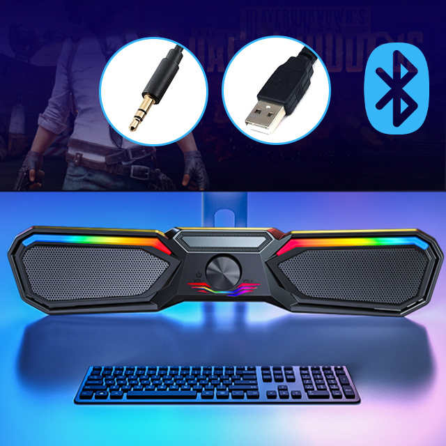 Loa Thanh Bluetooth Gaming Soundbar Có Led RGB Nổi Bật V197 Để Bàn Dùng Cho Máy Vi Tính PC, Laptop, Tivi