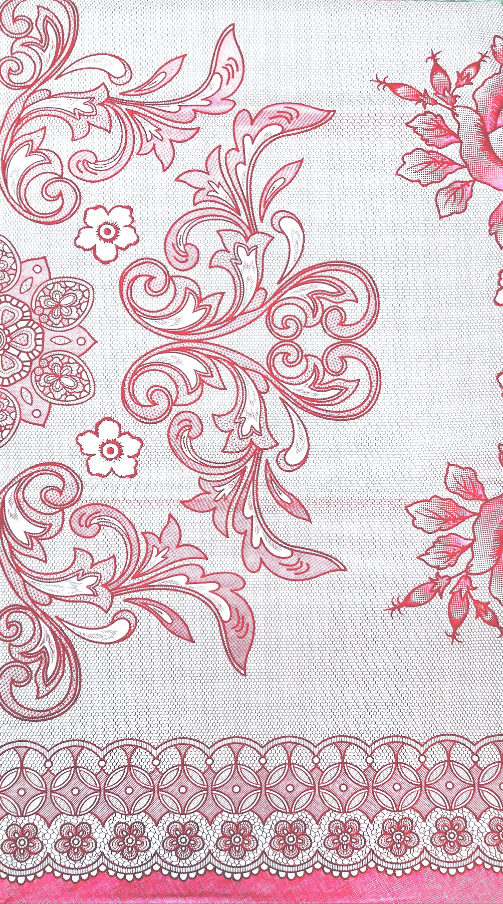 KHĂN TRẢI BÀN PAULEE 856B - HOA VĂN HỒNG - 150 CM X 264 CM - KHÔNG THẤM NƯỚC