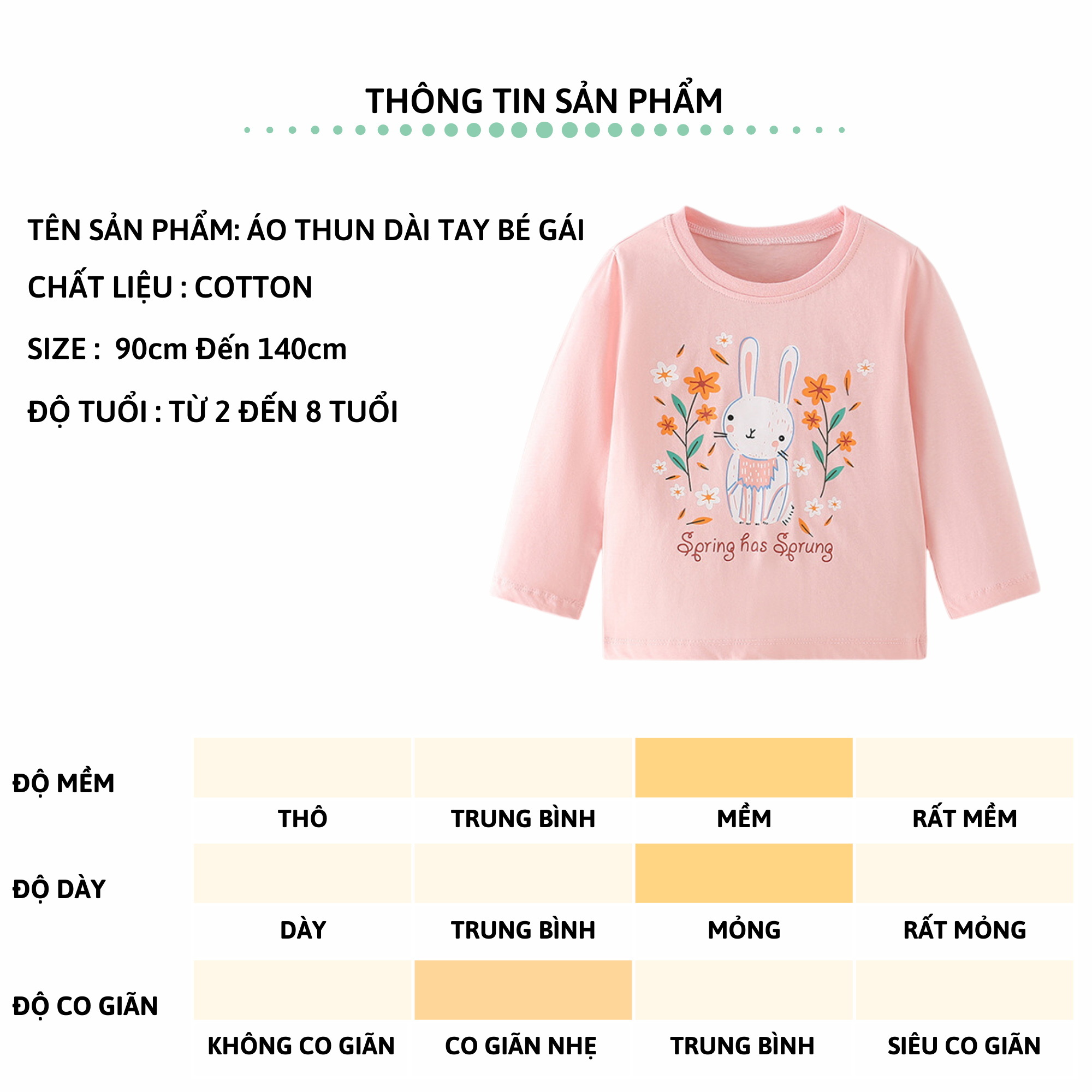 Áo thun dài tay bé gái 27Kids Forest Kingdom áo thu đông nữ 100% Cotton cho trẻ từ 2-10 tuổi GLTS3