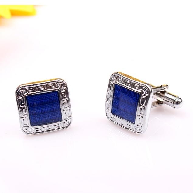 KHUY MĂNG SÉT CAO CẤP - Cufflinks ĐÁ XANH Ô VUÔNG