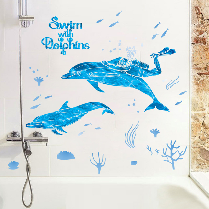 Decal dán tường Bơi Cùng Dolphin XL7205