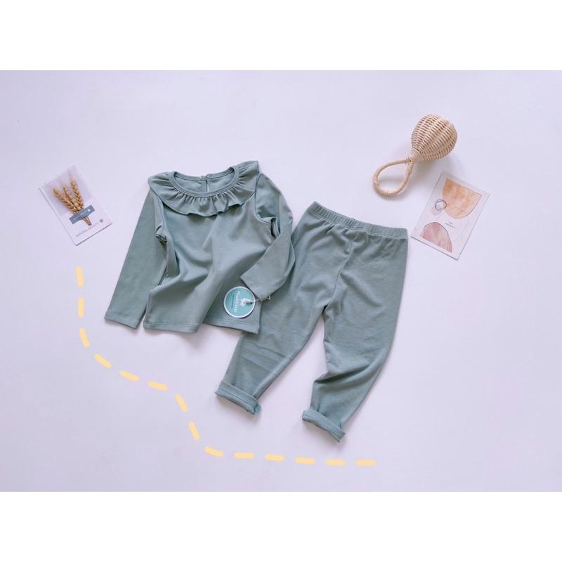 Bộ dài tay cho bé, đồ bộ bé gái cổ bèo đáng yêu, chất cotton co giãn 4 chiều cực mạnh size từ 10 đến 22kg