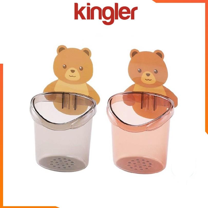 Cốc Gấu Dán Tường Siêu Chắc, Để Đồ Dùng Nhà Tắm, Cấu Gấu Để Bàn Chải, Kem Đánh Răng, Để Đồ Đa Năng Tiện Dụng. Kingler 4060